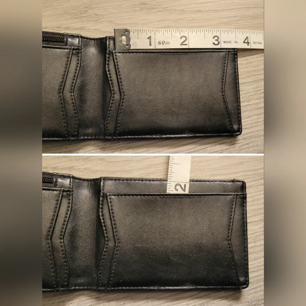 Bulliant Black Leather Slim Zipper Wallet with Card Holdere, 4